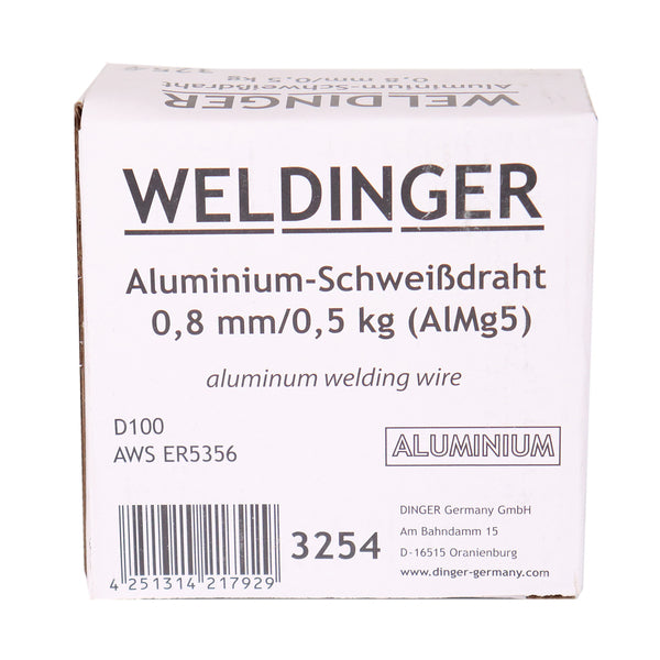 MIG AlMg5 0,8 mm 0,5kg 10 cm Rolle Aluminiumschweißdraht WELDINGER - Plattners Schweiss Shop