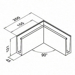 Ecke für Bodenprofil Easy Glass Slim, Bodenmontage., MOD 8011, Alu gebürstet - Plattners Schweiss Shop