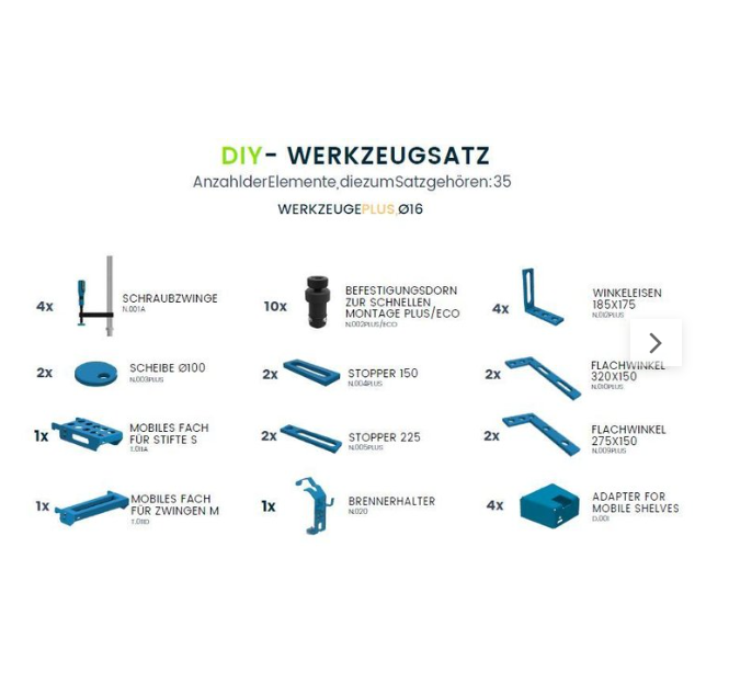 DIY- WERKZEUGSATZ und Schweisstische Plus mit Bohrung 16mm - Plattners Schweiss Shop