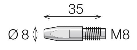 Stromdüse CuCrZr, M8x35mm, passend zu FRONIUS AL3000 / AW4000 (Nachbau),1 Stück - Plattners Schweiss Shop