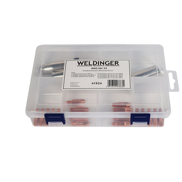 WELDINGER MAGSet24 für MAG Schweißgarnitur Typ PLUS24 (Grundausstattung 0,6-1 mm Zubehörset) Brenner MB24 - Plattners Schweiss Shop